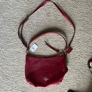Burgundy COACH leather shoulder and crossbody bag
